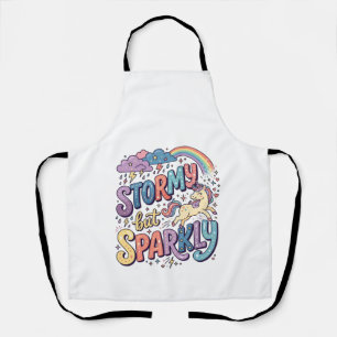 Unicorn Stormy but Sparkly Whimsical Merch Design_ Apron