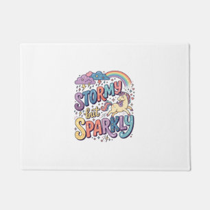 Unicorn Stormy but Sparkly Whimsical Merch Design_ Doormat