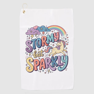 Unicorn Stormy but Sparkly Whimsical Merch Design_ Golf Towel