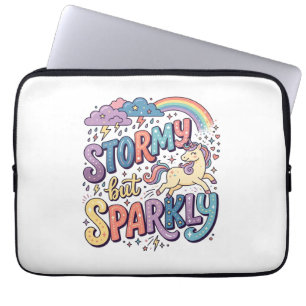 Unicorn Stormy but Sparkly Whimsical Merch Design_ Laptop Sleeve