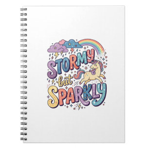 Unicorn Stormy but Sparkly Whimsical Merch Design_ Notebook