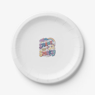 Unicorn Stormy but Sparkly Whimsical Merch Design_ Paper Plate