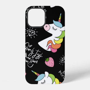 Unicorn, strawberry, pineapple, ice cream drawings iPhone 12 case