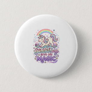 Unicorn Stretching Into My Magic Bold Typography S 6 Cm Round Badge