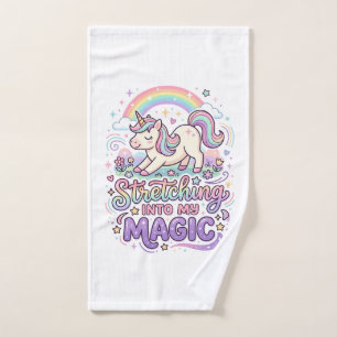 Unicorn Stretching Into My Magic Bold Typography S Hand Towel