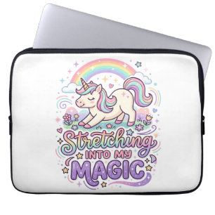Unicorn Stretching Into My Magic Bold Typography S Laptop Sleeve