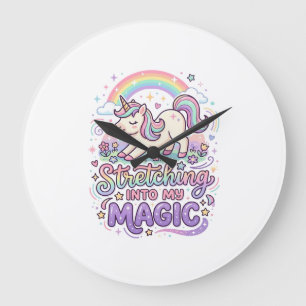 Unicorn Stretching Into My Magic Bold Typography S Large Clock