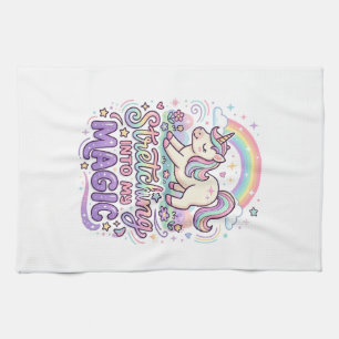 Unicorn Stretching Into My Magic Bold Typography S Tea Towel