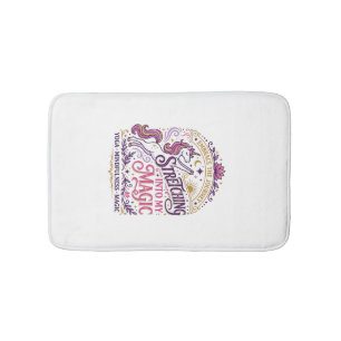 Unicorn Stretching Into My Magic Stylish White Bac Bath Mat
