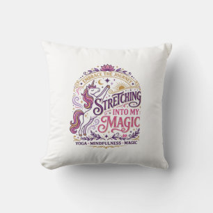 Unicorn Stretching Into My Magic Stylish White Bac Cushion