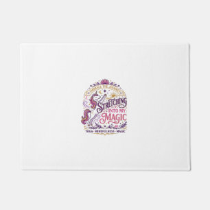 Unicorn Stretching Into My Magic Stylish White Bac Doormat