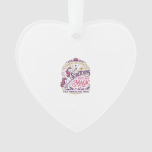 Unicorn Stretching Into My Magic Stylish White Bac Ornament