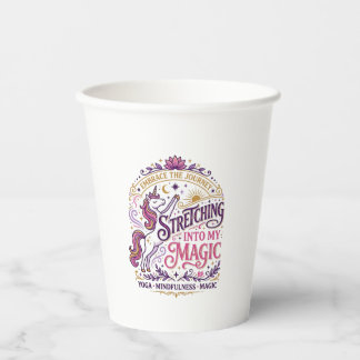 Unicorn Stretching Into My Magic Stylish White Bac Paper Cups
