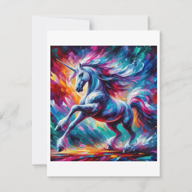 Unicorn Study D - Fantasy AI Holiday Card (Front)