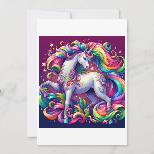 Unicorn Study I - Fantasy AI Holiday Card (Front)