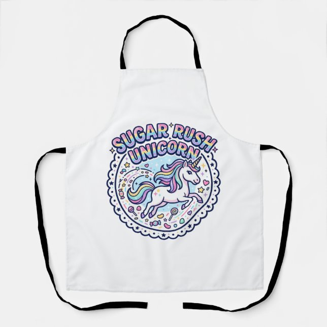 Unicorn Sugar Rush Unicorn Funny Cute Gift Design_ Apron (Front)