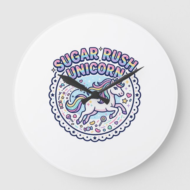 Unicorn Sugar Rush Unicorn Funny Cute Gift Design_ Large Clock (Front)