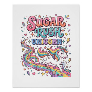 Unicorn Sugar Rush Unicorn Kawaii Marketplace Artw Poster
