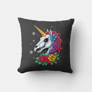 Unicorn Sugar Skull Mexican Art, Christmas T-Shirt Cushion