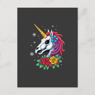 Unicorn Sugar Skull Mexican Art, Christmas T-Shirt Postcard