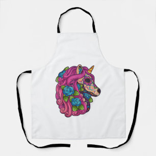 Unicorn Sugar Skull Mexico Calavera Dia De Los Mue Apron