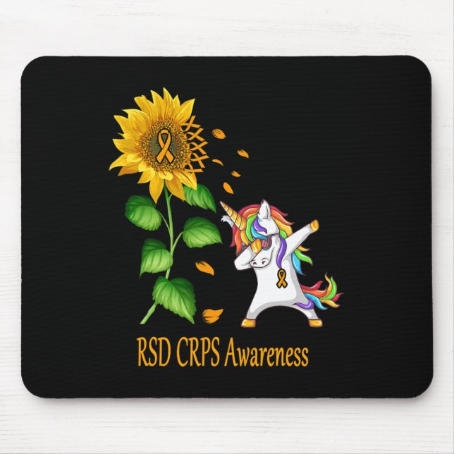 Unicorn Sunflower RSD CRPS Awareness  Mouse Mat (Front)
