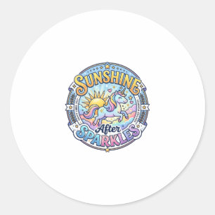 Unicorn Sunshine After Sparkles POD Ready Marketpl Classic Round Sticker