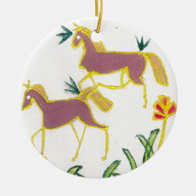 Unicorn  Sunshine Ceramic Tree Decoration (Front)