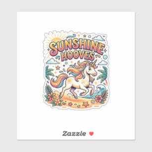 Unicorn Sunshine Hooves Commercial Sticker and Shi