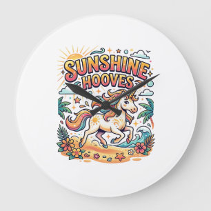 Unicorn Sunshine Hooves Commercial Sticker and Shi Large Clock