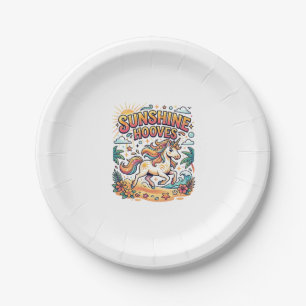 Unicorn Sunshine Hooves Commercial Sticker and Shi Paper Plate