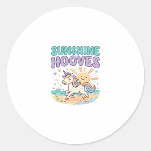 Unicorn Sunshine Hooves Trendy Graphic Tee Design_ Classic Round Sticker