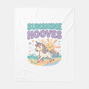 Unicorn Sunshine Hooves Trendy Graphic Tee Design_ Fleece Blanket
