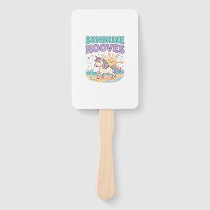 Unicorn Sunshine Hooves Trendy Graphic Tee Design_ Hand Fan