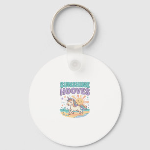 Unicorn Sunshine Hooves Trendy Graphic Tee Design_ Key Ring