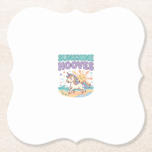 Unicorn Sunshine Hooves Trendy Graphic Tee Design_ Paper Coaster