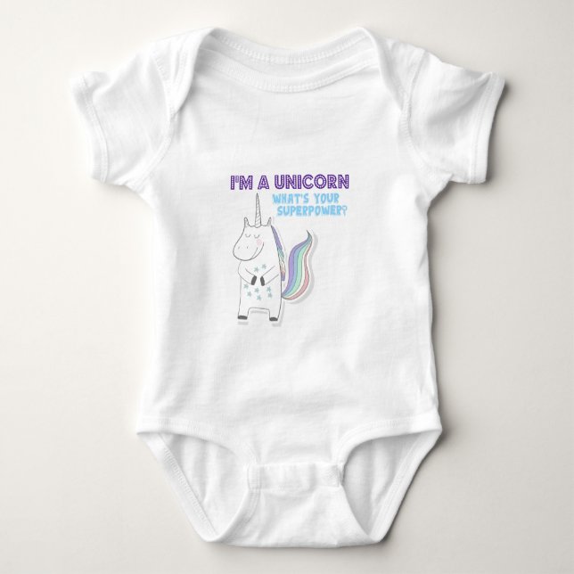 Unicorn Superpower Baby Bodysuit (Front)
