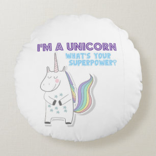 Unicorn Superpower Round Cushion