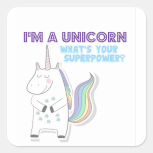Unicorn Superpower Square Sticker