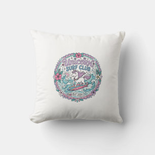 Unicorn Surf Club Playful Shirt Graphic_1 Cushion