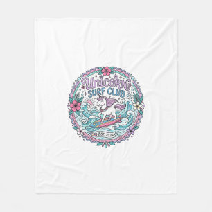 Unicorn Surf Club Playful Shirt Graphic_1 Fleece Blanket
