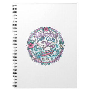 Unicorn Surf Club Playful Shirt Graphic_1 Notebook