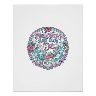 Unicorn Surf Club Playful Shirt Graphic_1 Poster