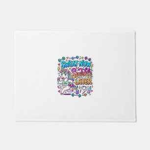 Unicorn Sweat Now Sparkle Later Gift Idea Vector D Doormat