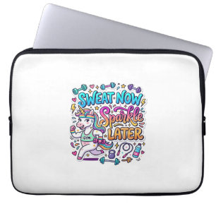 Unicorn Sweat Now Sparkle Later Gift Idea Vector D Laptop Sleeve