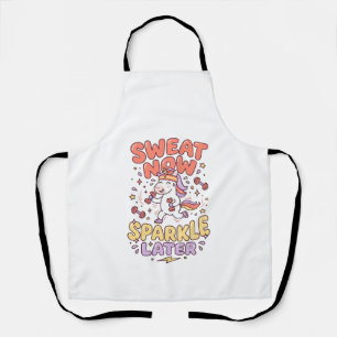 Unicorn Sweat Now Sparkle Later Print Ready Zazzle Apron