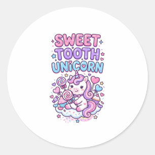 Unicorn Sweet Tooth Unicorn Cute Pastel Cute Gift Classic Round Sticker