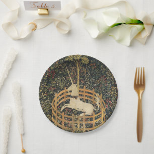 Unicorn Tapestries Captivity Mediaeval Tapestry Paper Plate