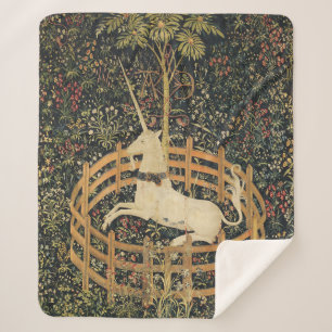 Unicorn Tapestries Captivity Mediaeval Tapestry Sherpa Blanket