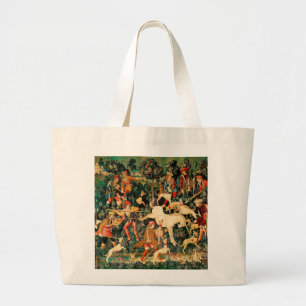 Unicorn Tapestries Defends Hunt  Large Tote Bag